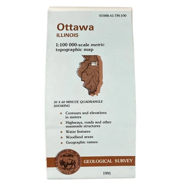 USGS Topographic Map 1991 Survey 30"x60" IL Ottawa 41088-A1-TM-100 - Image 1 of 4