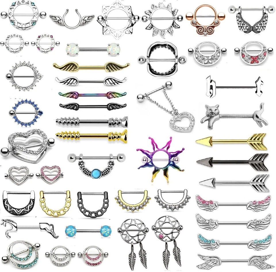 1 x Nipple Bar - Surgical Steel - Nipple Shield Barbell Piercing - UK SELLER (#2 - Image 1 of 1