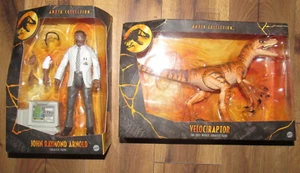 Figura de la Colección Ámbar Jurassic World Tigre Velociraptor y John Raymond Arnold - Imagen 1 de 2