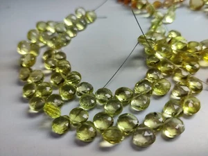 AAA Lemon Topaz Gemstone Heart Faceted 8-9 mm Beads 6" STRANDS - Picture 1 of 4