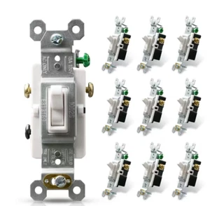 ELEGRP Interruttore a Levetta 15 Ampere 120 Volt 3 Vie, Bianco Confezione da 10 Nuovo - Foto 1 di 5