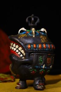 16.5 cm China Tibet Buddhism Brass Pot animal Beast Pot Bronze Pot Jar