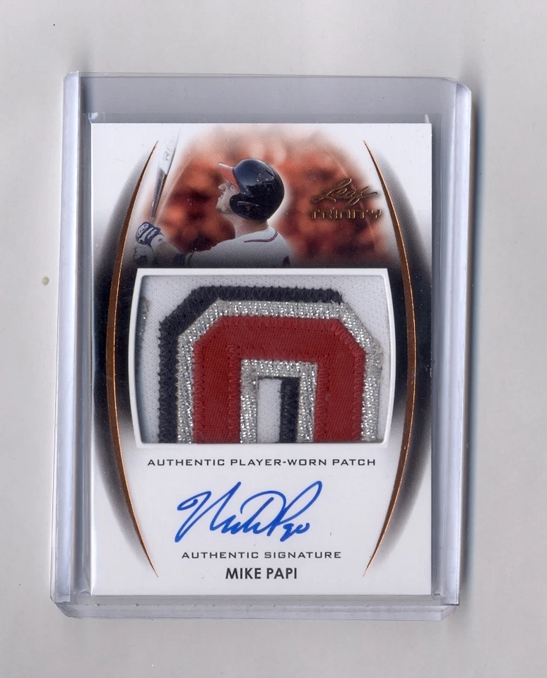 MIKE PAPI 2014 LEAF TRINITY 3 COLOR PATCH AUTO ROOKIE RC INDIANS - Image 1 of 1