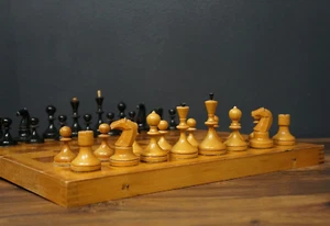 Vintage chess, chess set, wooden chess set, USSR chess, family game, wood chess - Picture 1 of 10