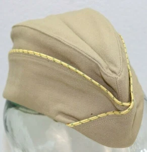 WWII WAC Khaki Cap Garrison Hat Tropical overseas 21 1/2 small hole H7791 - Picture 1 of 11