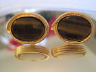 Gold-Tone Cufflinks with Tiger's Eye Stones, Signed Destino