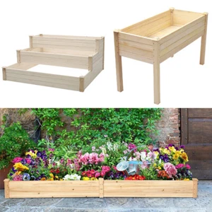 Wood Large Planter Raised Bed Garden Vegetable Tomato Plants Growing Trough Beds - Picture 1 of 17