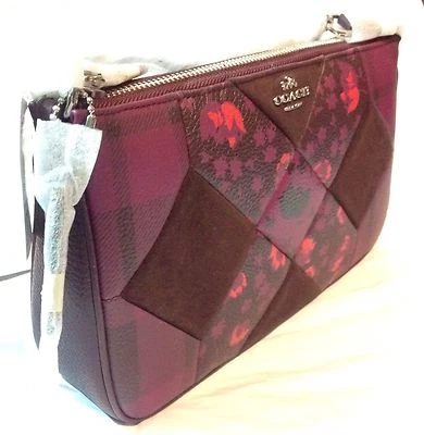 COACH Patchwork Nolita Wristlet 24 Clutch Prata/Ciclâmen Novo com etiquetas - Imagem 1 de 4