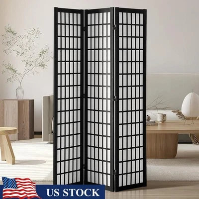 Japanese Room Divider Privacy Screen 3 Panel Folding Portable Wood Partition New - Image 1 of 4