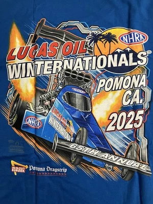 CAMISETA EVENTO NHRA DRAG RACING OFICIAL 2025 NACIONALES DE INVIERNO AZUL TALLA 3X Foto 1 de 4