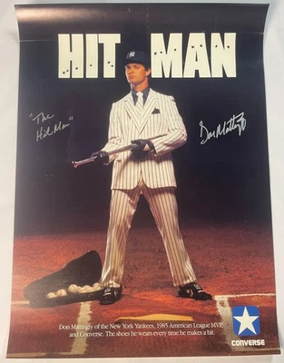 Póster autografiado por Don Mattingly Yankees 1985 Converse "Hitman" JSA Foto 1 de 4