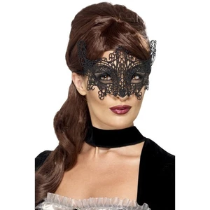 Smiffys Embroidered Lace Filigree Swirl Eyemask, Black - Picture 1 of 2