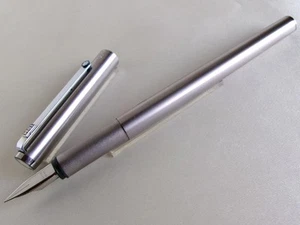 Montblanc Slim Line Fountain Pen Steel EF Nib IBM Logo Plate - Imagen 1 de 13