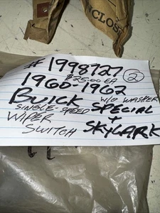 GM 1998727 Single Speed Wiper Switch W/O Washer 1960-62 Buick Special & Skylark - Picture 1 of 9