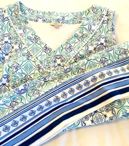 Talbots Plus 3X Floral Print Dress Sleeveless V Neck Stretch Blue Summer Chic - Picture 1 of 11