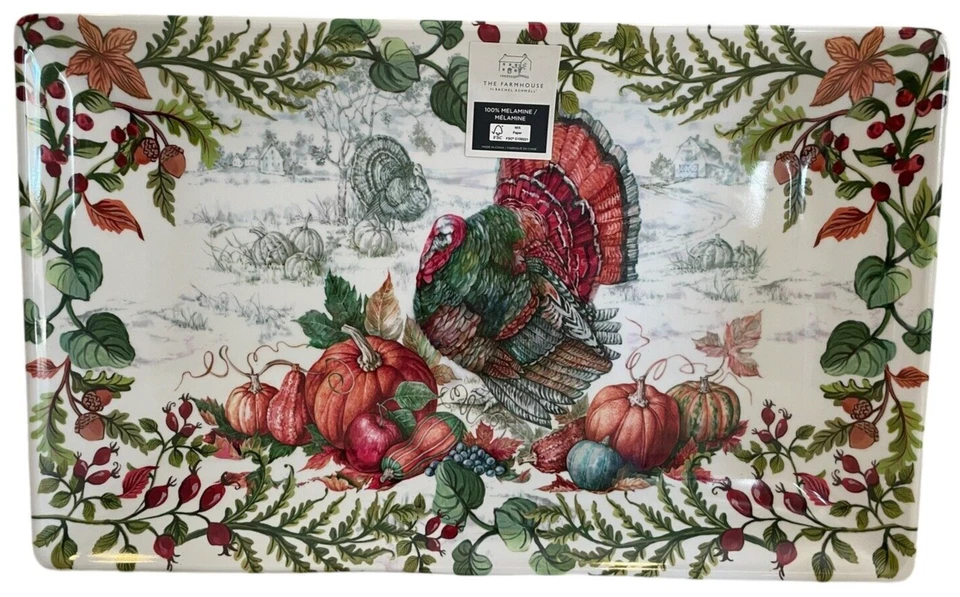 Plato de melamina Rachel Ashwell The Farmhouse Acción de Gracias Otoño Pavo Calabazas  Foto 1 de 1