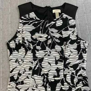 Vestido Loft blanco y negro floral sin mangas talla 10 en muy buen estado - Imagen 1 de 9