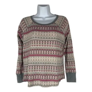Victorias Secret Fair Isle Print Long Sleeve Pajama Top Size Small Cotton Blend - Picture 1 of 8