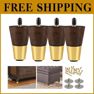 3-Inch Walnut Tapered Furniture Legs - Stylish Replacement for Sofas & Cabinets - Picture 1 of 8