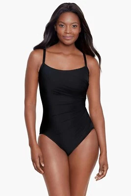 Miraclesuit Starr One Piece EE. UU. talla 16 negro 6559033 NUEVO sin etiquetas Foto 1 de 3