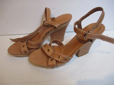 Antonio Melani Tan Brown Leather Sandal Casual Dress Shoe Ankle Strap 8 M - Image 1 of 4