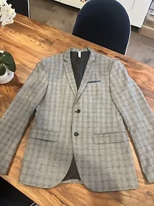 Zara Men Blazer Suit Jacket Plaid Textured Grey US Size 40 EU 50 - Picture 1 of 10