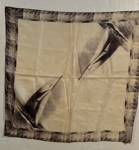 Soft Beige Sailing Yacht Sailboat Silk Scarf - Picture 1 of 2