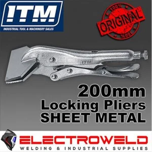 ITM 200mm 8" Sheet Metal Pliers Vice Grip Straight Jaw Flat Beak Duck Nose Clamp - Imagen 1 de 4