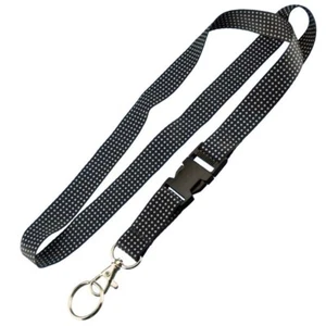 Black & White Polka Dots Lanyard / Key Holder - NIP, Free US Shipping! - Picture 1 of 3