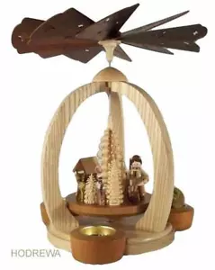 Pyramide mit Förster und Rehe mit Teelicht und Kerze 28cm NEU Tischpyramide Holz - Bild 1 von 1