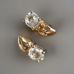 Estate JEWELRY 14k Gold 5 X 4 mm ICE & GARNET Earrings COA BEAUTIFUL - Picture 1 of 7