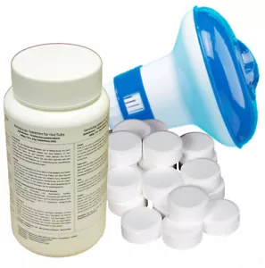 18 x Chlorine Tablets 20g + Floating Dispenser Hot Tub Paddling Pool Swimming - Picture 1 of 7