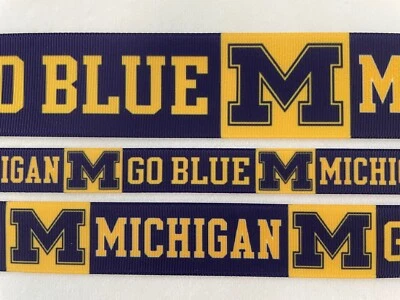Michigan Navy blue dark yellow Grosgrain ribbon 5/8" 7/8” 1” 1.5" 2” 3/8" - Image 1 of 2