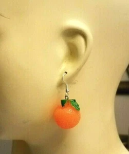 Florida Orange Citrus Fruit 3D Drop Dangle Festival Earrings Jewelry 1 3/4" - Picture 1 of 4