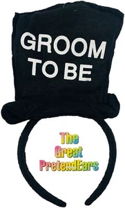 The Great PretendEars Groom To Be Wedding Party Costume Headband Black Top Hat - Picture 1 of 4