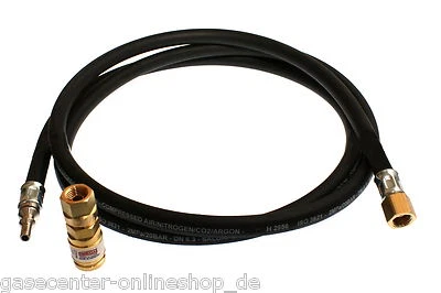 Schutzgasschlauch 2 Meter inkl. Schellkupplung Argon Corgon Schweißgas Schlauch - Bild 1 von 2