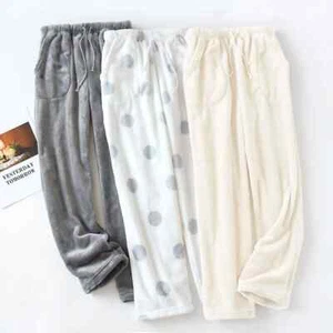 Women Fleece Pajama Pants Fuzzy Lounge Bottoms Warm Fluffy Sleepwear With Pocket - Picture 1 of 29