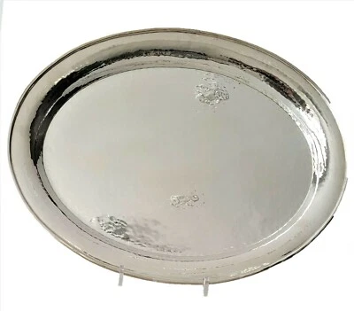 BRANDIMARTE vassoio ovale in argento 925 centrotavola martellato  43 x 33 cm - Immagine 1 di 4