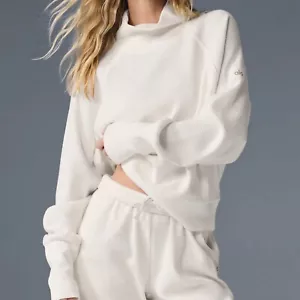Alo Yoga Waffle Weekend Escape Mock Neck Long Sleeve Ivory S - Bild 1 von 19