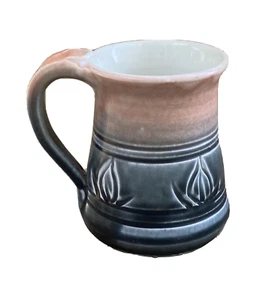 Vintage 1990 Dryden Pottery Gray & Brown Coffee or Tea Mug, Signed TL, 4" Tall - Picture 1 of 8
