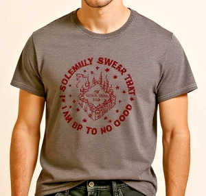 Mens L Harry Potter Marauders Map Gray Y2K T Shirt Wizarding World Up To No Good - Picture 1 of 9