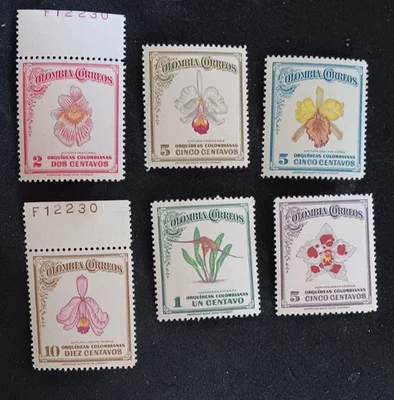 Colombia 1947 Orchids Set of 6  MNH - Image 1 of 2