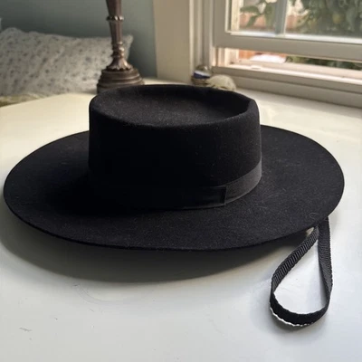 Sombrero Flamenco Ala Ancha Vintage Banana Republic/Travel Safari Co-Negro - Talla XL Foto 1 de 4