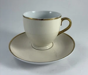 (1) Taza y platillo Ralph Lauren Fine China Hampton's Tea marfil con borde dorado - Imagen 1 de 9