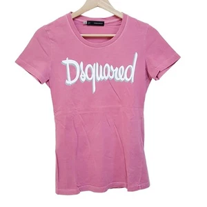 Auth DSQUARED2 - Pink White Gray Women's T-Shirt - Picture 1 of 6