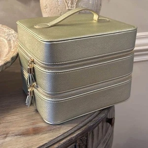 BROUK AND CO custodia cosmetica da viaggio in foglia oro ciottolato NUOVA - Foto 1 di 7