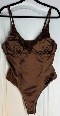 Sexy Corsé Top Body Dlsave para Mujer Profundo Cuello en V Satén Camisetas sin Mangas Marrón XXL Foto 1 de 4