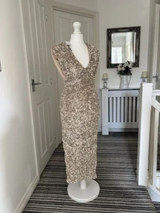 Brand new women’s Karen Millen petite embellished sequin midi dress gold - Picture 1 of 14