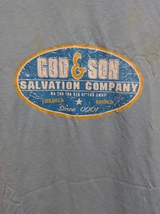 Camiseta God & Son Salvation Co. Grunge Talla 2XL Azul Claro Manga Corta   - Imagen 1 de 6