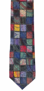GAIL MACKENZIE Hand Marbled Silk Tie-Amazing multi-color marbled squares-NWOT - Picture 1 of 9